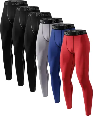 6,5,4 Pack Mens Compression Pants Leggings Athletic Workout Baselayer Running Tights
