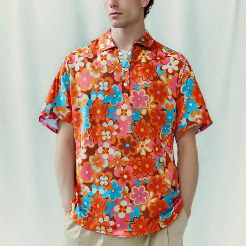 70s Outfits for Men Golf Polo Shirts Short Sleeve Disco Retro Paisley Button Vintage Dry Fit Funny Clothes