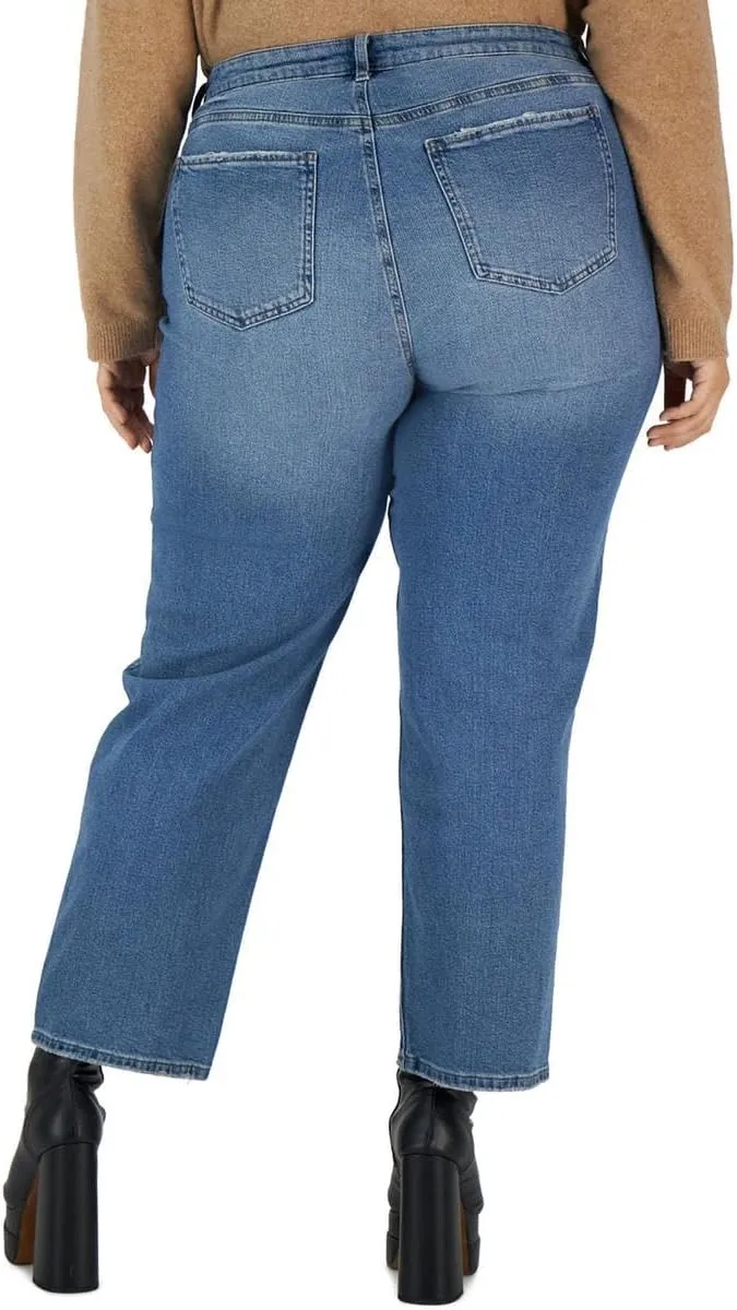 Celebrity Pink Womens The Retro Hi-Rise Relaxed Straight Leg Jeans