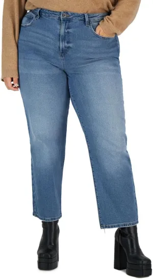 Celebrity Pink Womens The Retro Hi-Rise Relaxed Straight Leg Jeans
