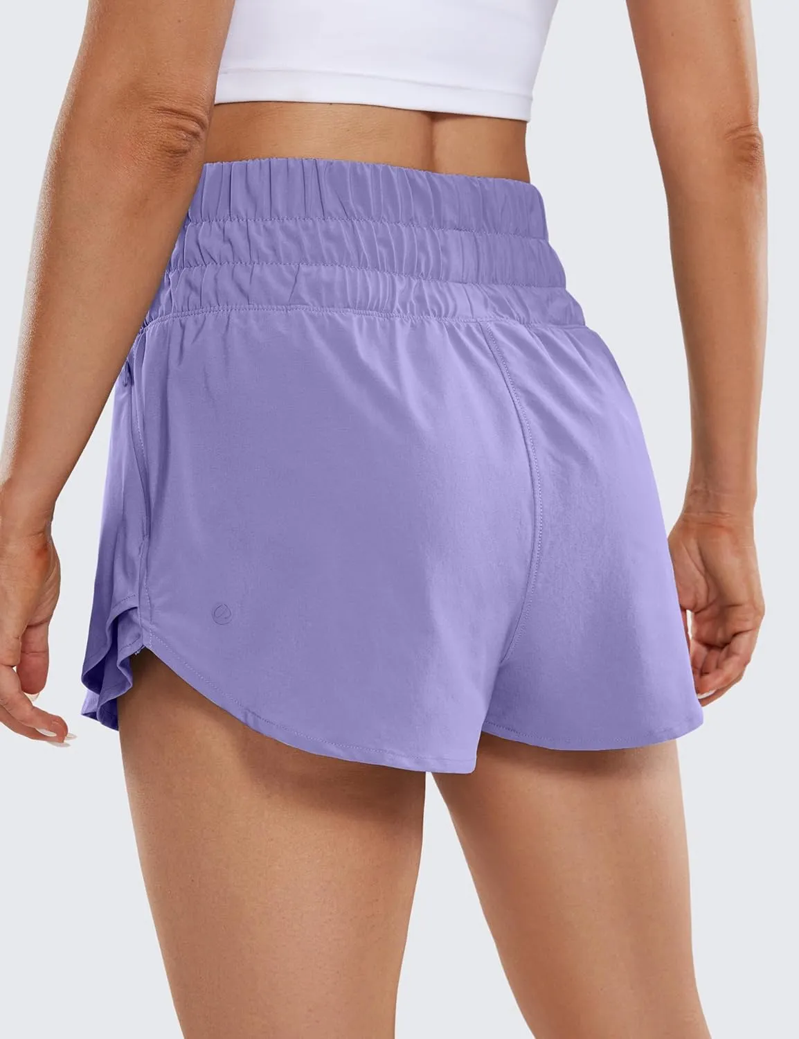 CRZ YOGA Athletic Shorts for Women High Waisted Flowy Ruffle Skirt Overlay for Workout Running Tennis with Zip Pocket