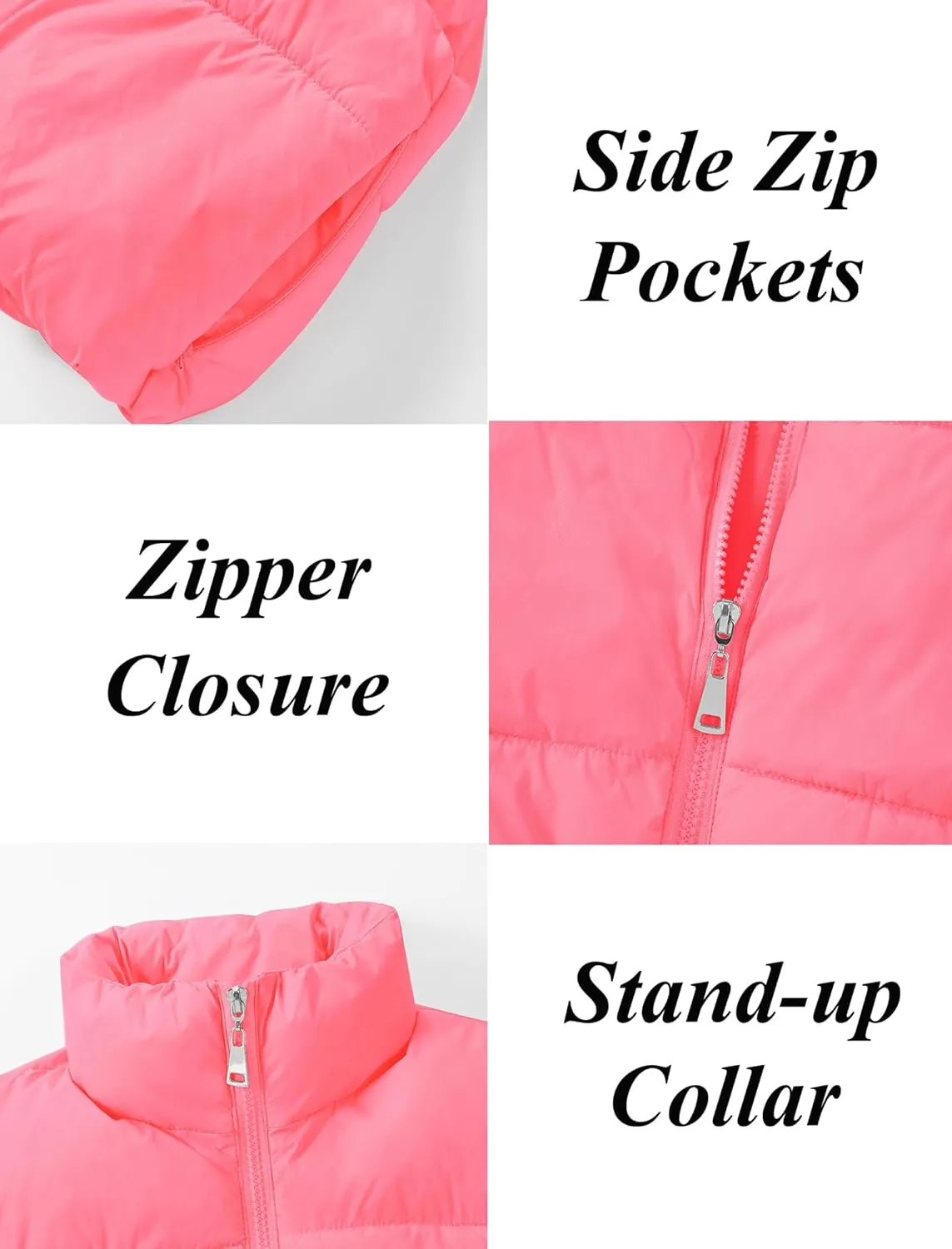 EXARUS Girls Puffer Vest Cropped Puffy Water Resistant with Pockets Lightweight Outerwear Vests Warm Sleeveless 6-14Y