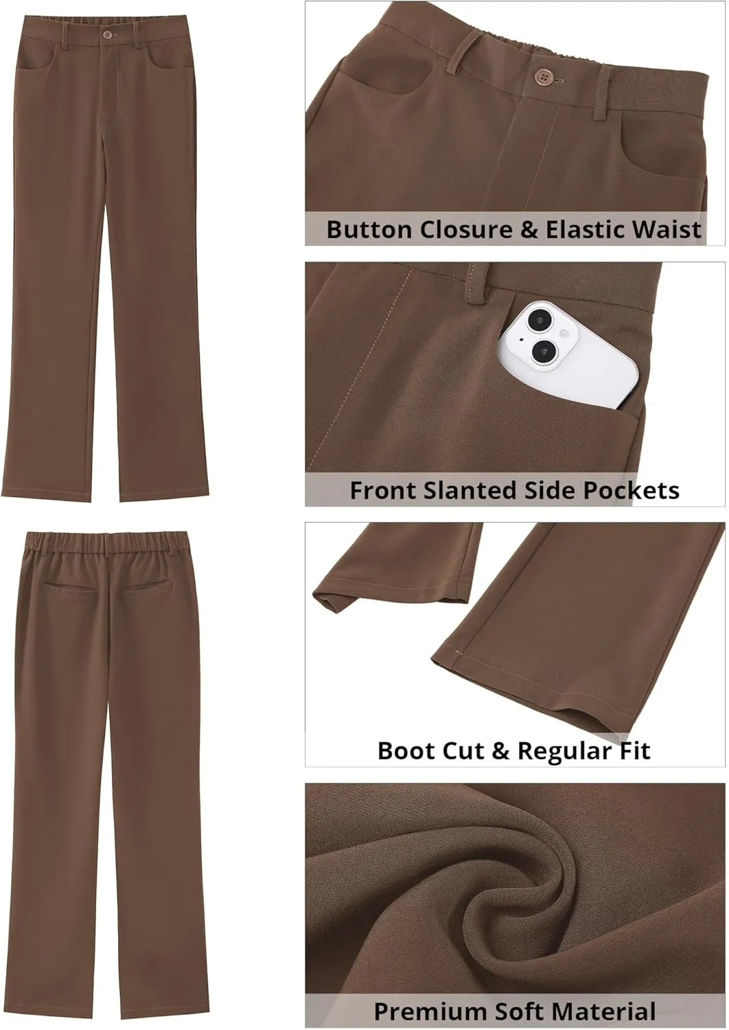 GRAPENT Bootcut Dress Pants for Women High Waisted Business Causal Elastic Waist Stretch Flare Work Trousers Dress Pants