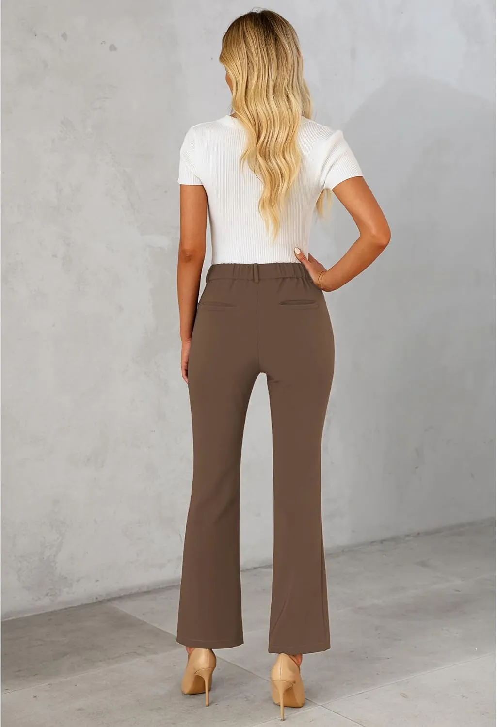 GRAPENT Bootcut Dress Pants for Women High Waisted Business Causal Elastic Waist Stretch Flare Work Trousers Dress Pants