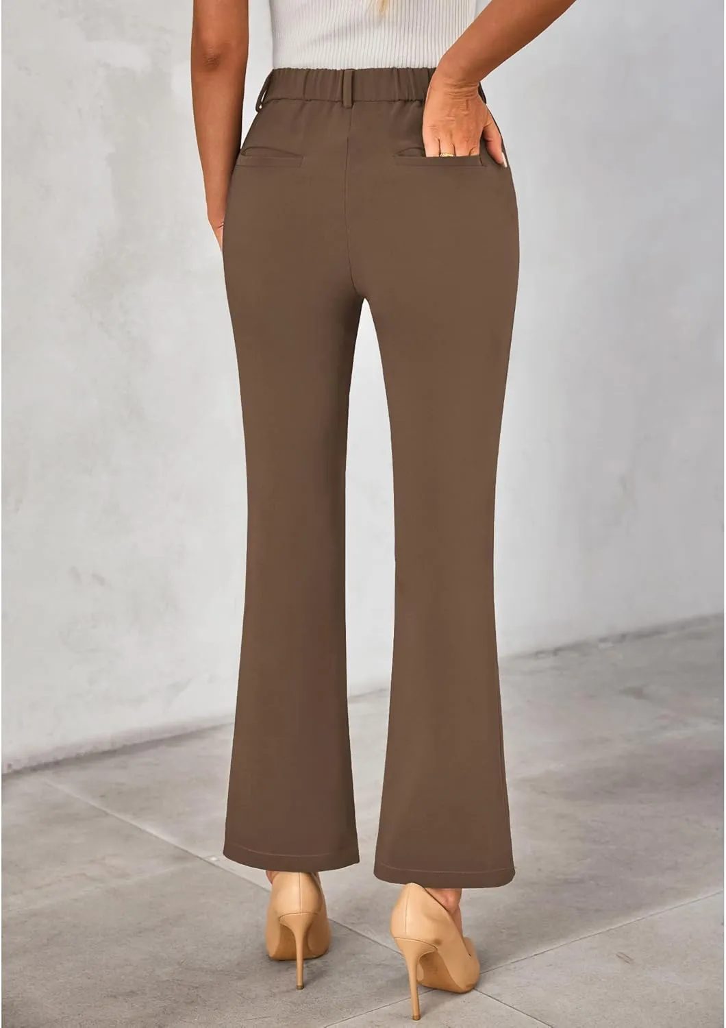 GRAPENT Bootcut Dress Pants for Women High Waisted Business Causal Elastic Waist Stretch Flare Work Trousers Dress Pants