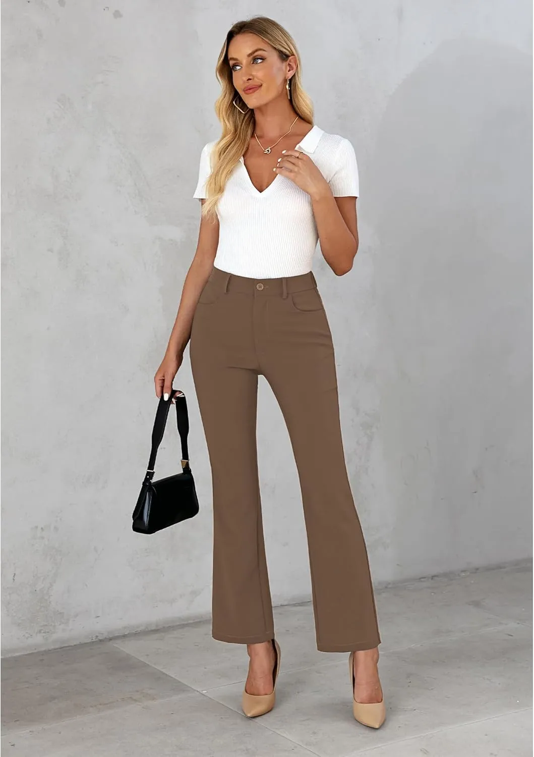 GRAPENT Bootcut Dress Pants for Women High Waisted Business Causal Elastic Waist Stretch Flare Work Trousers Dress Pants
