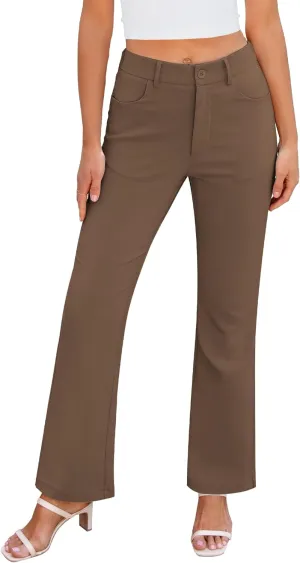 GRAPENT Bootcut Dress Pants for Women High Waisted Business Causal Elastic Waist Stretch Flare Work Trousers Dress Pants