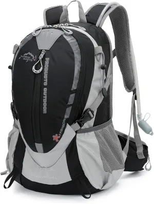 INOXTO Small Hiking Backpack with 2L Water Bladder and Rain Cover, 25L Hydration Backpack Hiking Daypack (Black)