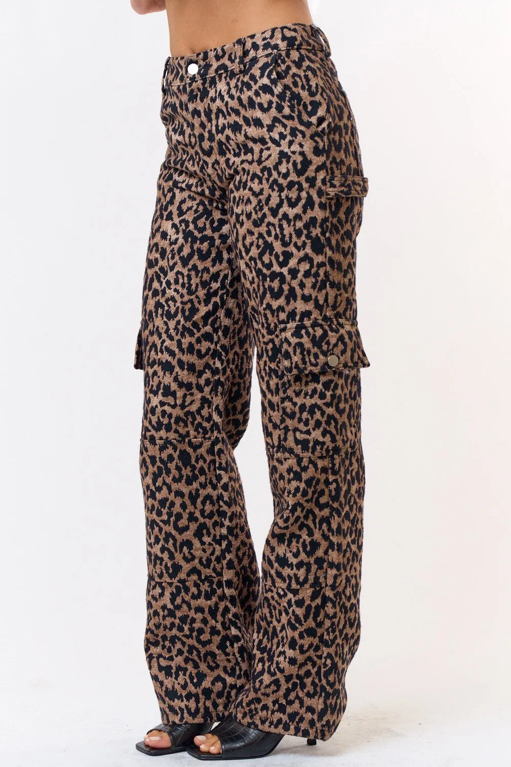 Leopard Jacquard Cargo Pants