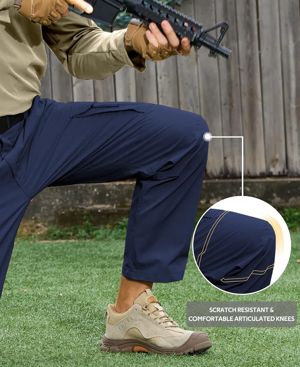 MOURCE Ripstop Work Pants for Men Stretch - Water Resistant Quick Dry Mens Tactical Pants with 9 Pockets