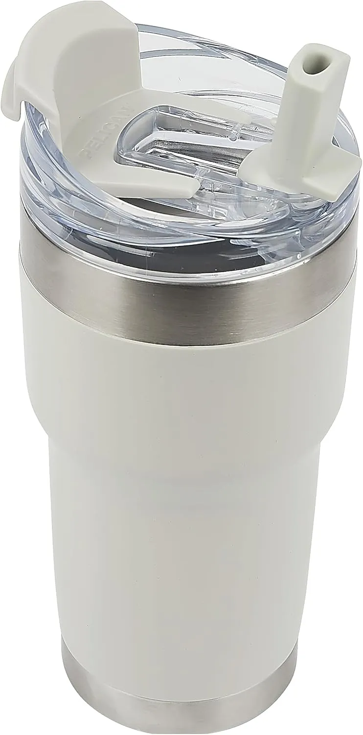 Pelican Hydration Pelican Traveler 22 oz Vacuum Insulated Tumbler - Stainless Steel Double Wall Travel with Dual Lid, Powder Coated Insulated Coffee Mug For Hot Cold Drinks, Grit