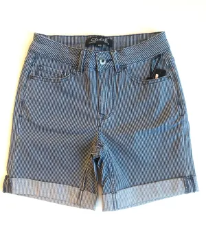 STRIPED JEAN SHORTS