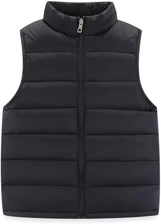 Toddler Girls Puffer Vest Jacket with High Neck Zipper Snow Coat Kids Winter Warm Outerwear for Girls 2-14 Years