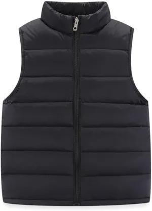 Toddler Girls Puffer Vest Jacket with High Neck Zipper Snow Coat Kids Winter Warm Outerwear for Girls 2-14 Years