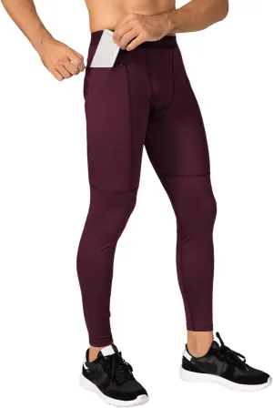 TopTie Men's Compression Pants Zipper Pocket Baselayer Sports Tights Leggings