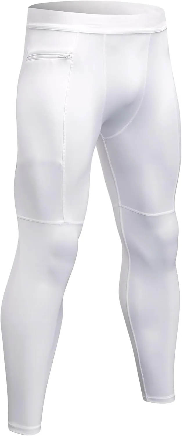 TopTie Men's Compression Pants Zipper Pocket Baselayer Sports Tights Leggings
