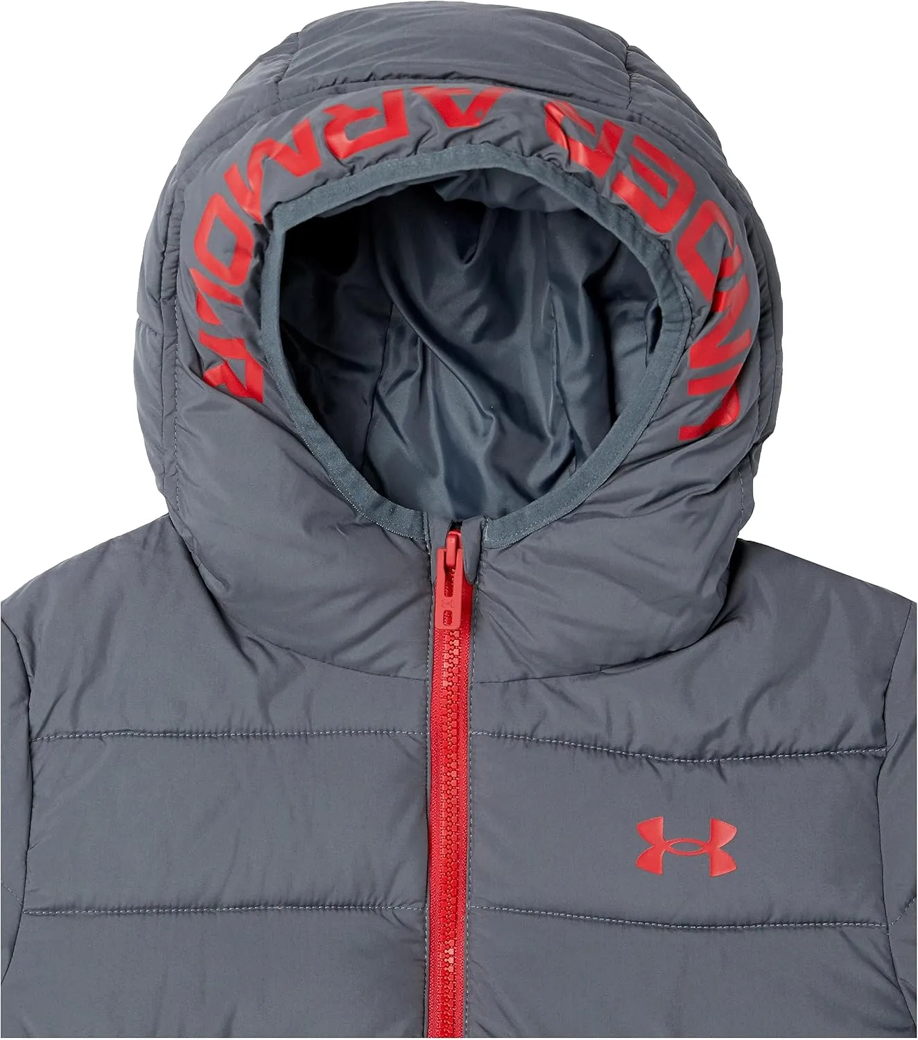 Under Armour Boys' Pronto Colorblock Puffer Jacket, Mid-Weight, Zip Up Closure, Repels Water