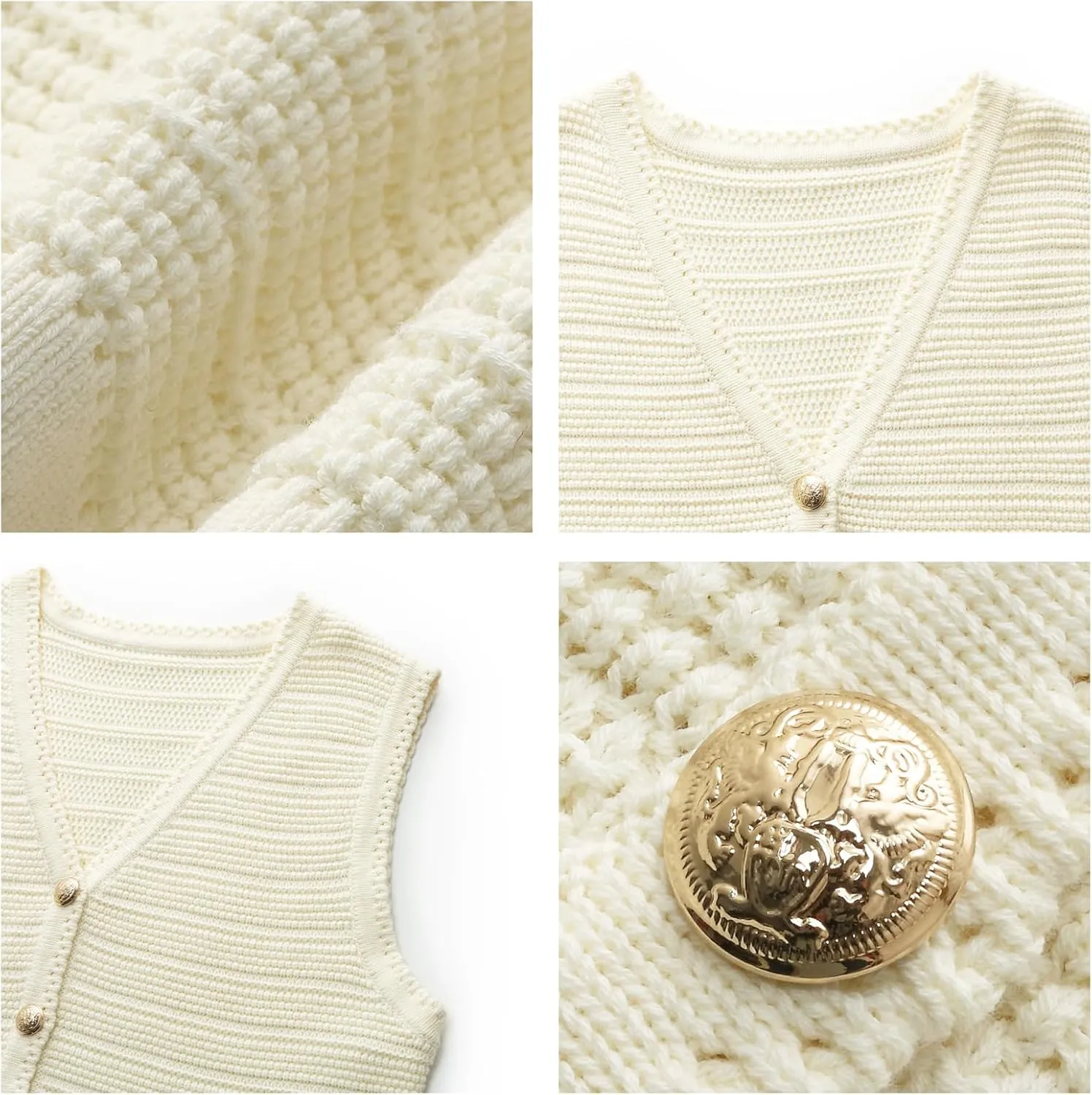 Women's Sleeveless V Neck Knit Sweater Vest Cardigan Button Front Going Out Tops for Women