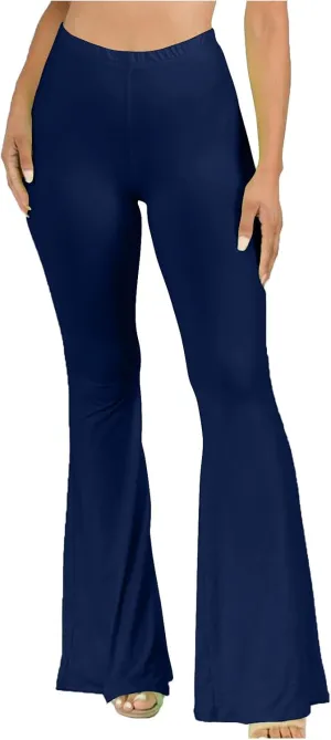 Women's Solid Flare Leggings Boho Hippie High Waist Wide Leg Long Flared Bell Bottom Pants Yoga Pant Trousers