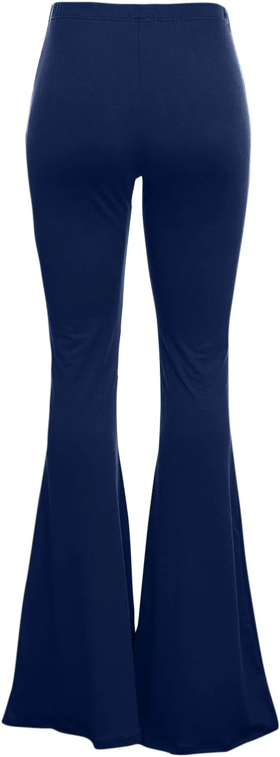 Women's Solid Flare Leggings Boho Hippie High Waist Wide Leg Long Flared Bell Bottom Pants Yoga Pant Trousers