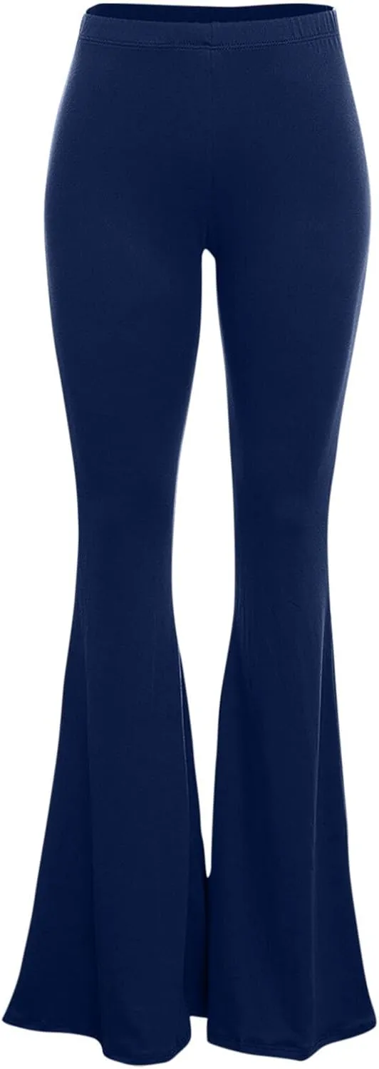 Women's Solid Flare Leggings Boho Hippie High Waist Wide Leg Long Flared Bell Bottom Pants Yoga Pant Trousers